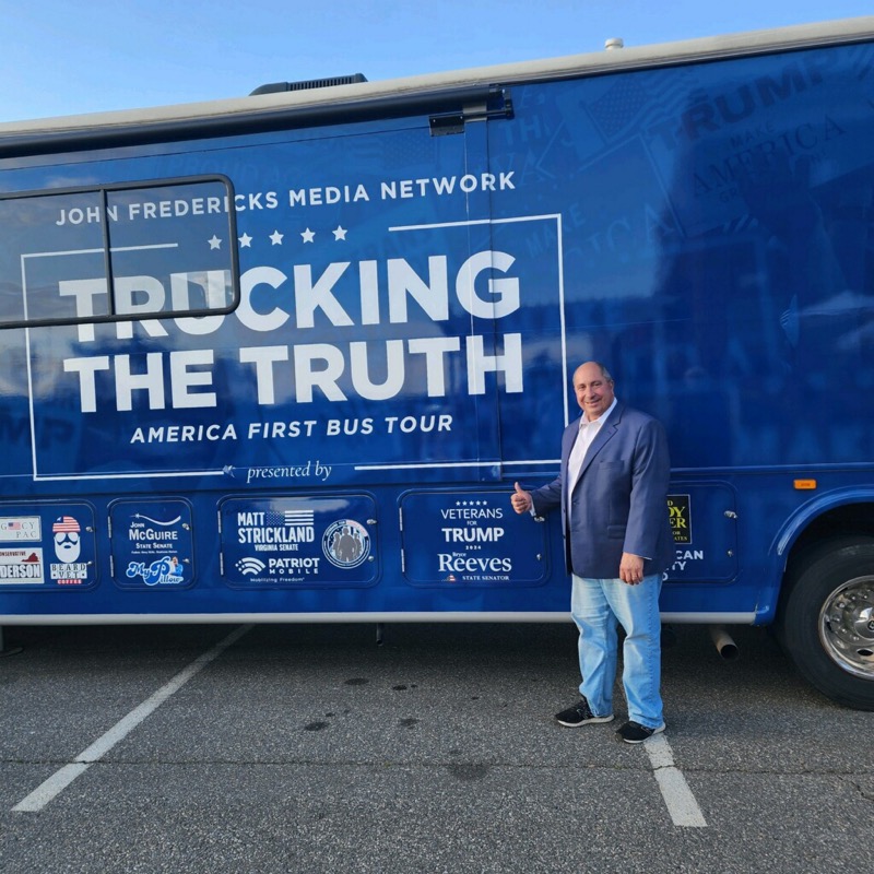 John Fredericks with Trump Bus
